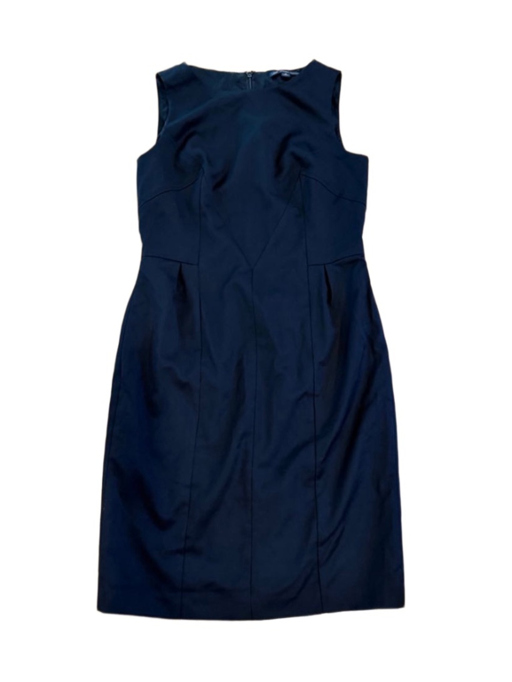 Never worn Black lightweight seasonless wool classic sleeveless sheath dress 8